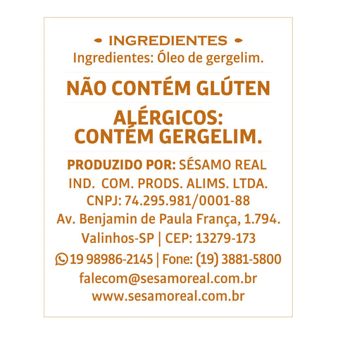 Óleo de Gergelim Natural 1 Litro
