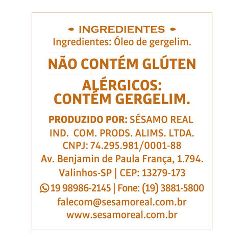 Óleo de Gergelim Natural 250ml
