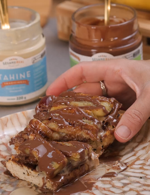 Esqueça as receitas complicadas. Com apenas alguns ingredientes e os nossos Tahines, você prepara um lanche saudável, energético e cheio de sabor em poucos minutos.